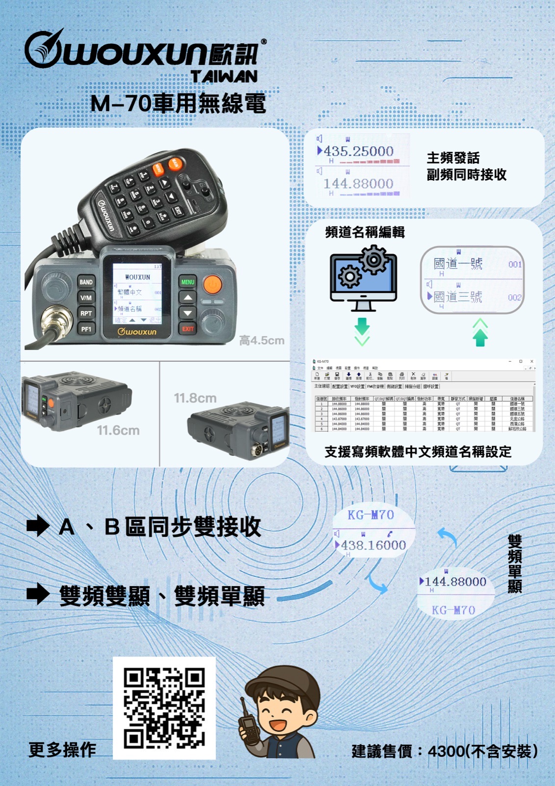 雙頻車用無線電 KG-M70